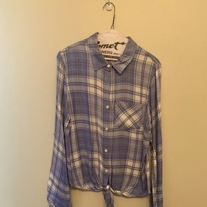 Medium blue and white collard shirt